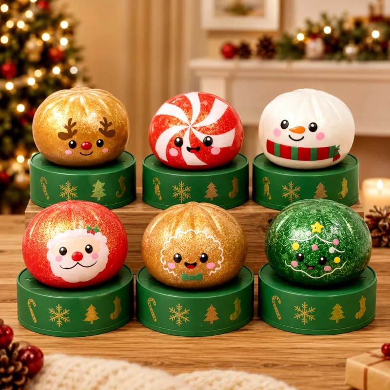 Squishy Baozi de Natal – Toy Fofo e Festivo Antiestresse