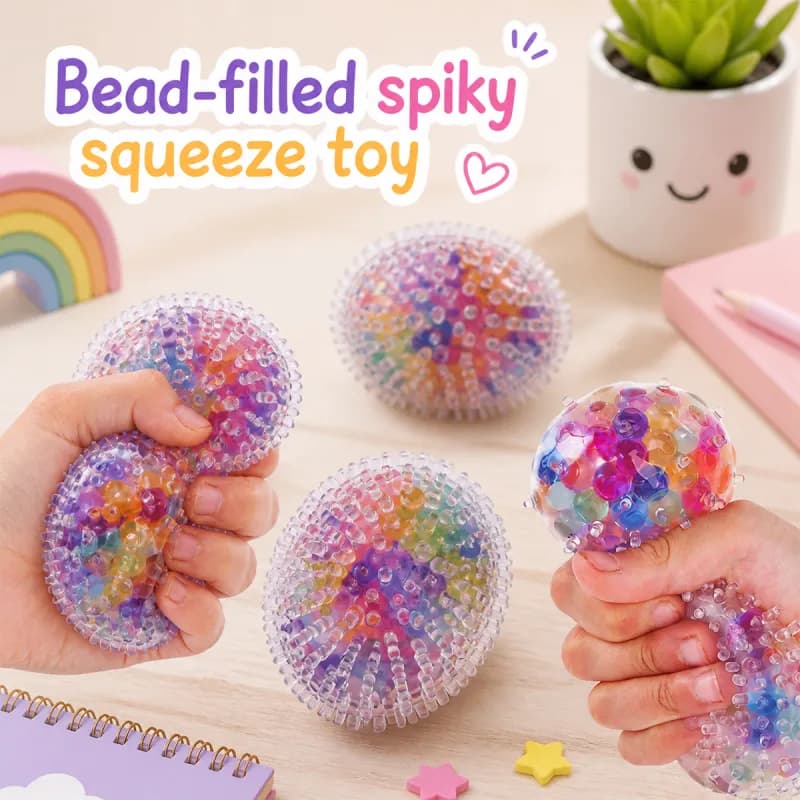 Bolinha Squishy Espinhosa com Miçangas – Toy Sensorial