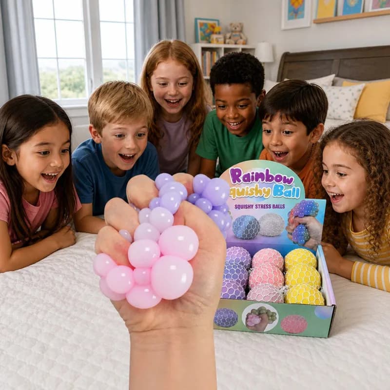 Bolinha de Uva Squishy em Rede – Toy Sensorial Criativo