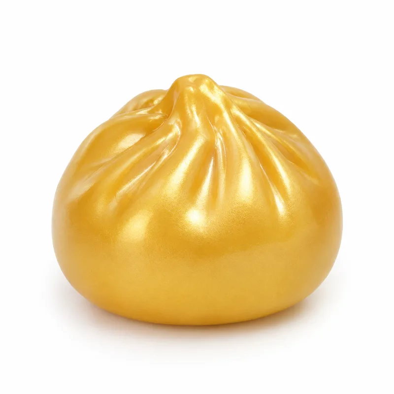 Squishy Sensorial Bolinho Dourado – Toy Festivo Antiestresse